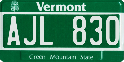 VT license plate AJL830