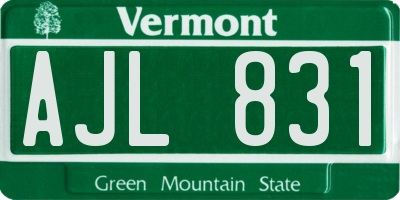 VT license plate AJL831
