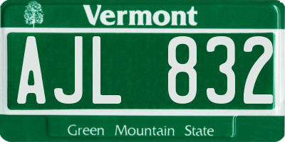 VT license plate AJL832