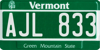 VT license plate AJL833