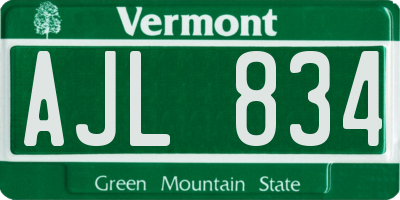 VT license plate AJL834