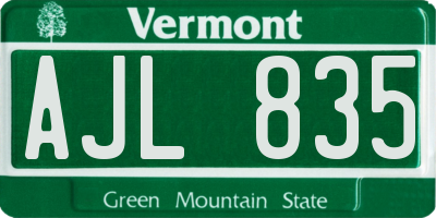 VT license plate AJL835