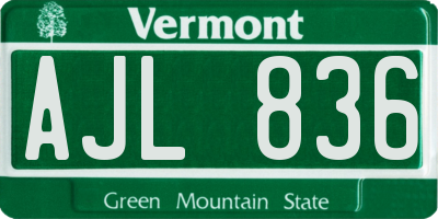 VT license plate AJL836