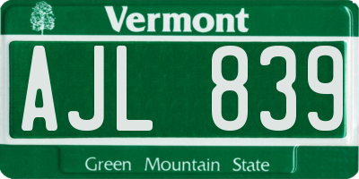 VT license plate AJL839