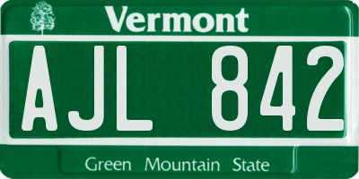 VT license plate AJL842