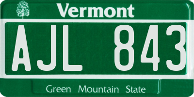 VT license plate AJL843