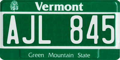 VT license plate AJL845