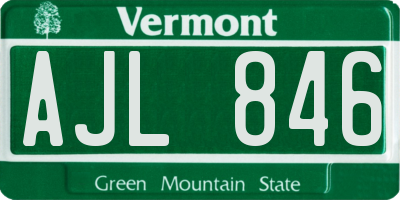 VT license plate AJL846