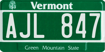VT license plate AJL847