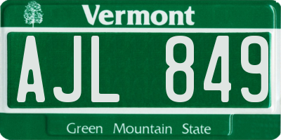 VT license plate AJL849