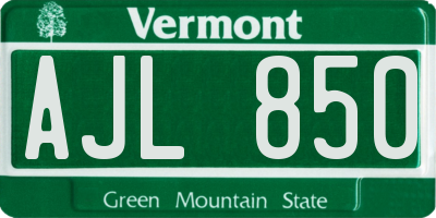 VT license plate AJL850