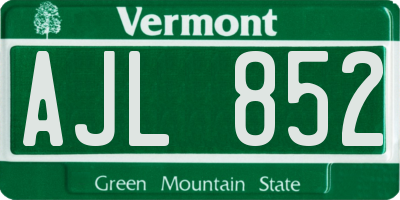 VT license plate AJL852