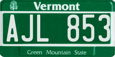 VT license plate AJL853