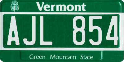 VT license plate AJL854