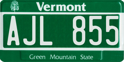 VT license plate AJL855