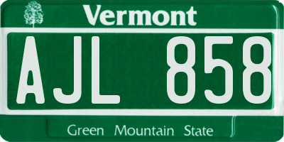 VT license plate AJL858