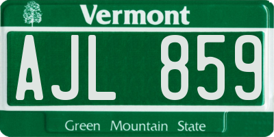 VT license plate AJL859