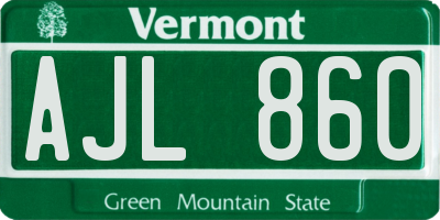 VT license plate AJL860
