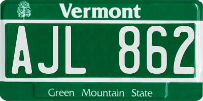 VT license plate AJL862