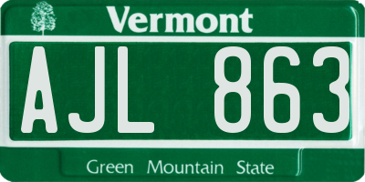 VT license plate AJL863
