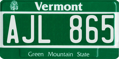 VT license plate AJL865