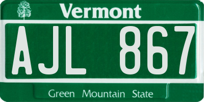 VT license plate AJL867
