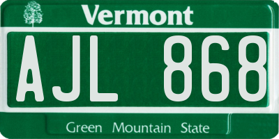 VT license plate AJL868