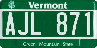 VT license plate AJL871