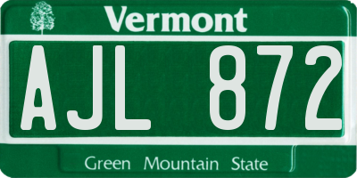 VT license plate AJL872