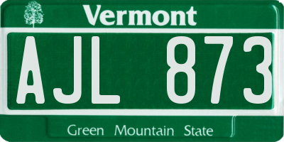 VT license plate AJL873