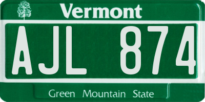 VT license plate AJL874