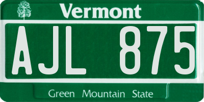 VT license plate AJL875