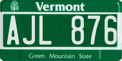 VT license plate AJL876