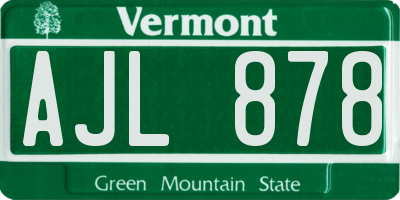 VT license plate AJL878