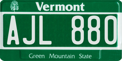 VT license plate AJL880