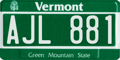VT license plate AJL881