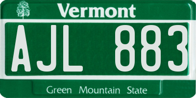 VT license plate AJL883