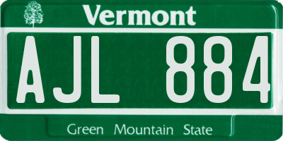 VT license plate AJL884