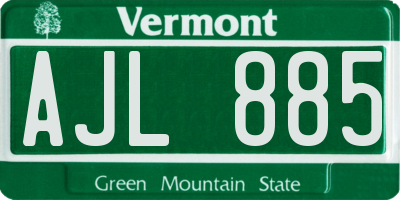 VT license plate AJL885