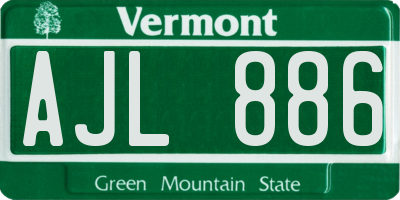 VT license plate AJL886
