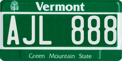 VT license plate AJL888