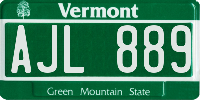 VT license plate AJL889