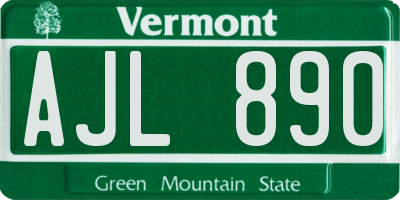 VT license plate AJL890
