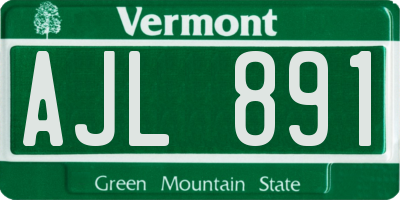 VT license plate AJL891