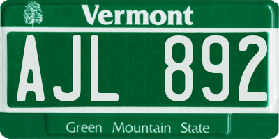 VT license plate AJL892