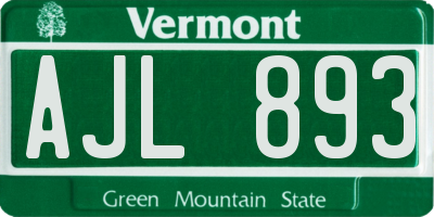 VT license plate AJL893