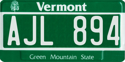 VT license plate AJL894