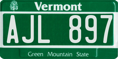 VT license plate AJL897
