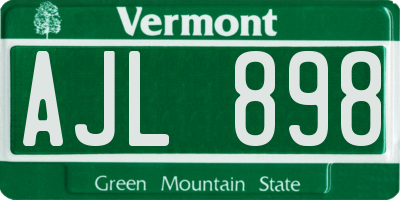 VT license plate AJL898