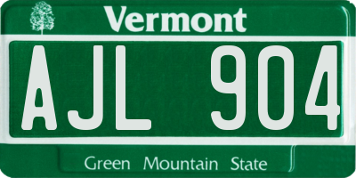VT license plate AJL904